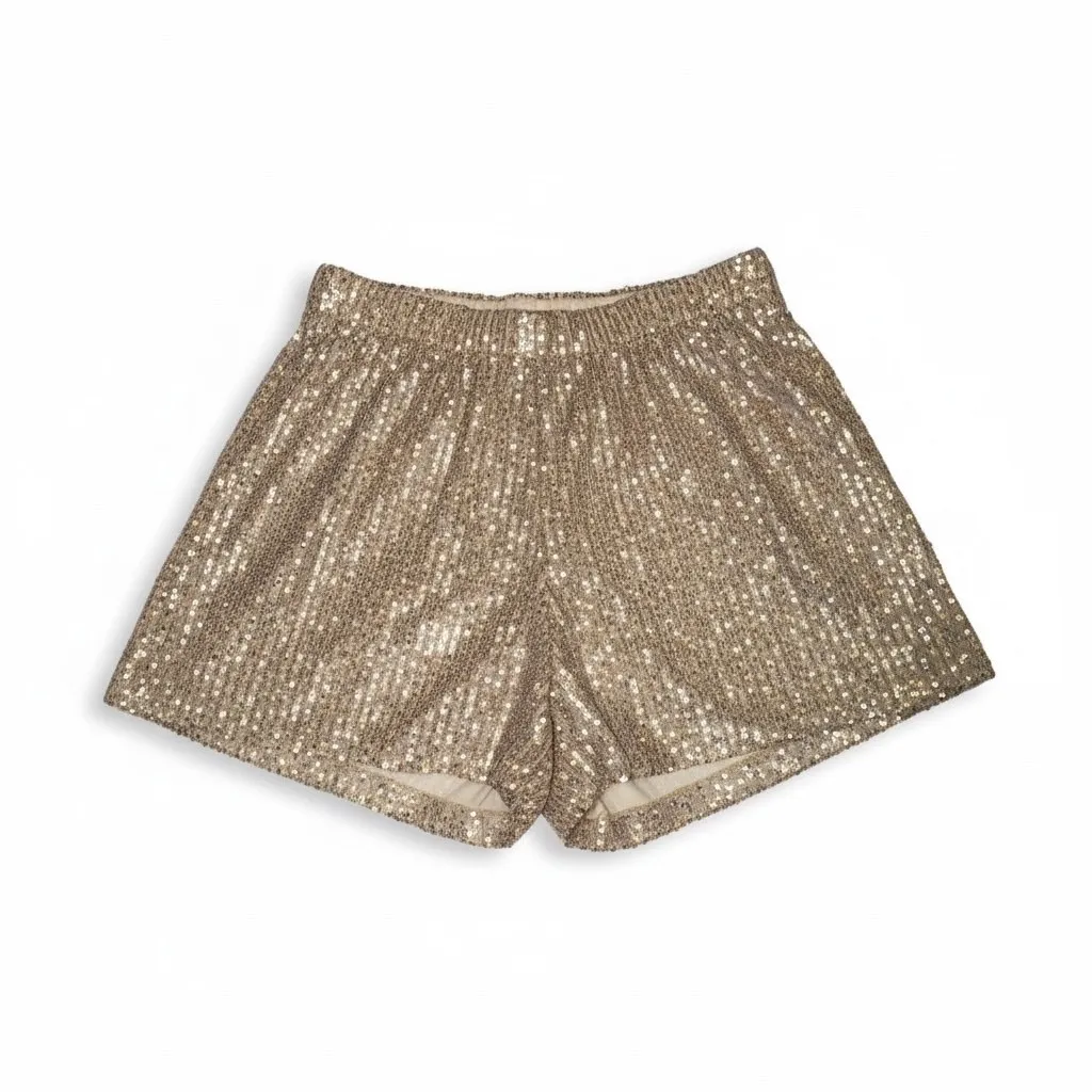 URBAN RENEWAL Sequin Shorts‎ Gold Metallic Sparkle Festival Party M M - Image 2