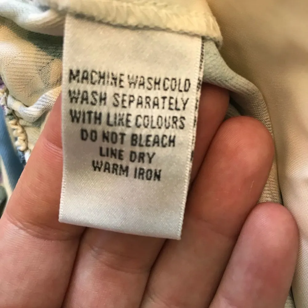 August Silk Crop Capri Pants Palm Leaf Blue Large - Image 6