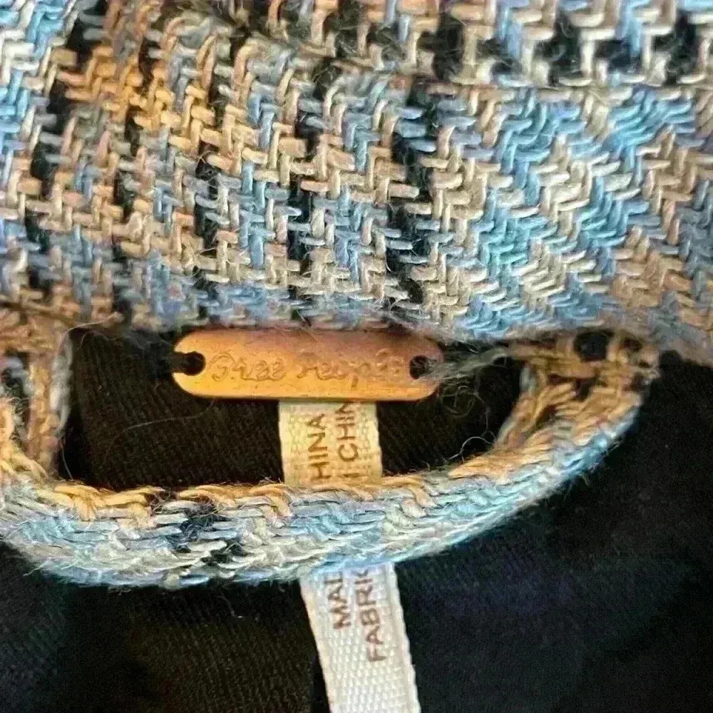 Free People Chess Linen Gray Blue Blazer XS Extra Small 1 Button Preppy Office - Image 11