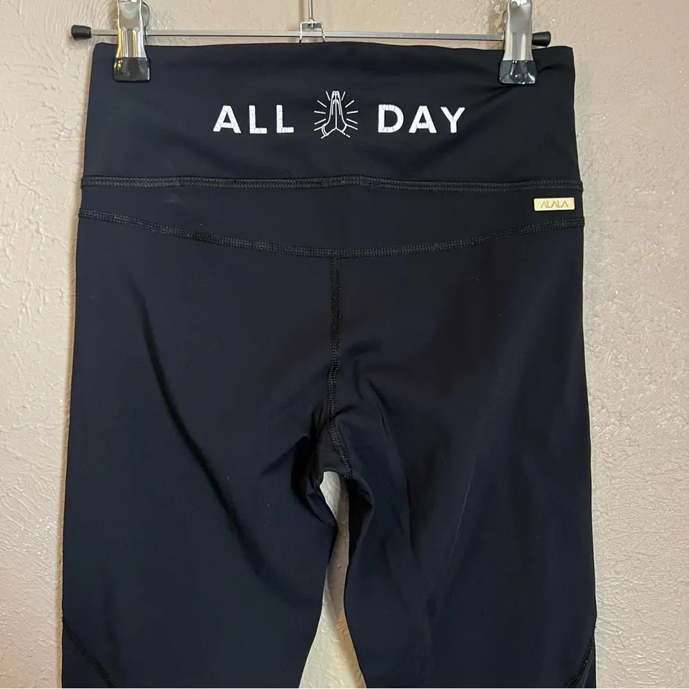 Alala Mid Rise Siren Mesh Leggings Black Perforated XS - Image 6