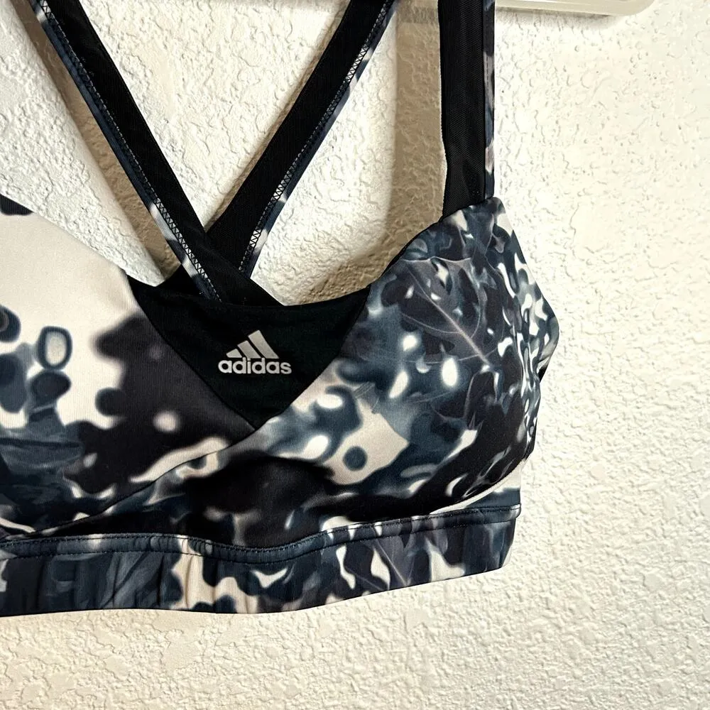Adidas Supernova Graphic Bra Womens Size Medium Black Blue White Padded - Image 4