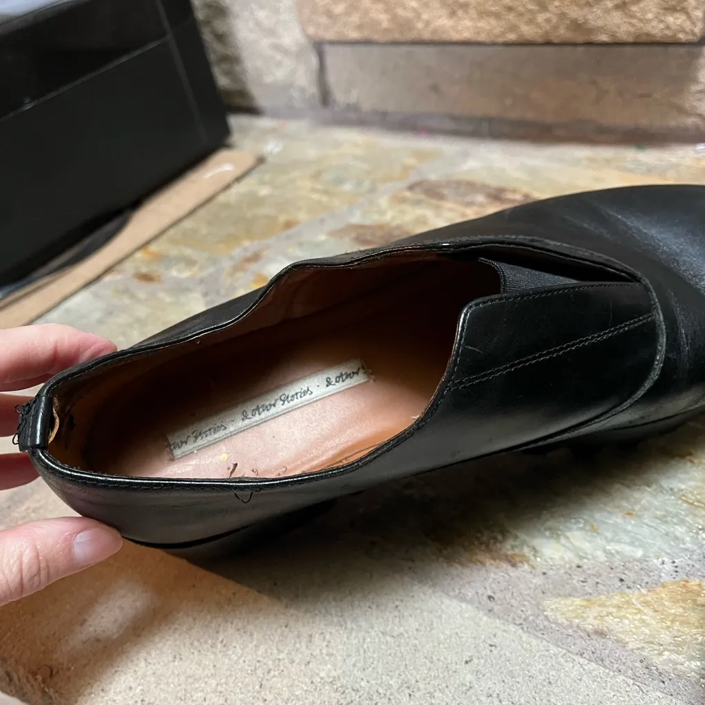 & Other Stories Black Leather Platform Derby Shoes Creepers 8.5 - Image 11