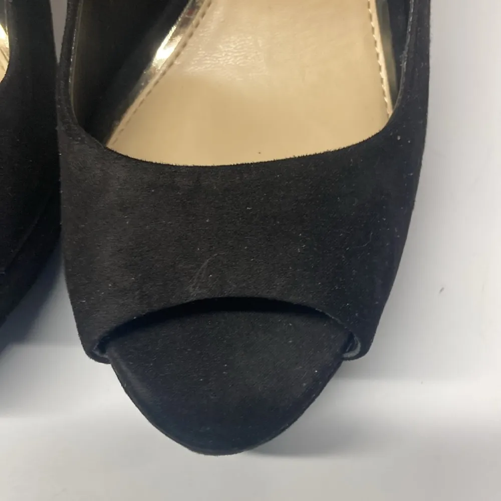 Jessica Simpson Suede Open Toe Slingback Buckle Closure Heels - Image 3