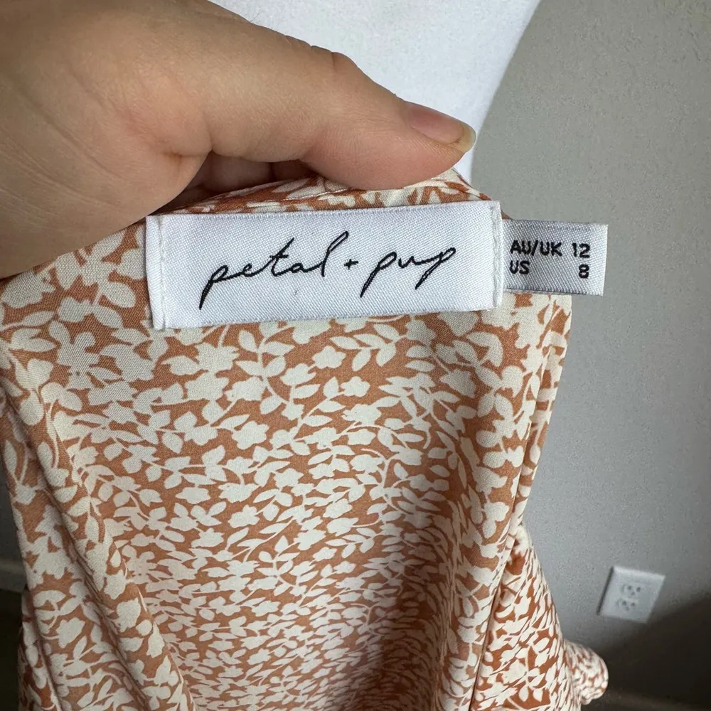 Petal + Pup Tan Cream Floral Print Mini Tiered V-Neck A-Line Sundress Womens 8 - Image 6