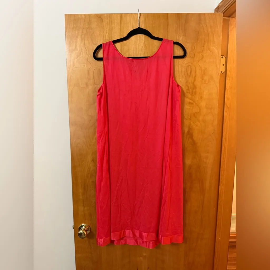 Vanity Fair Nylon Antron III Satin Nightgown Vintage USA Lipstick Red NWT Large - Image 7