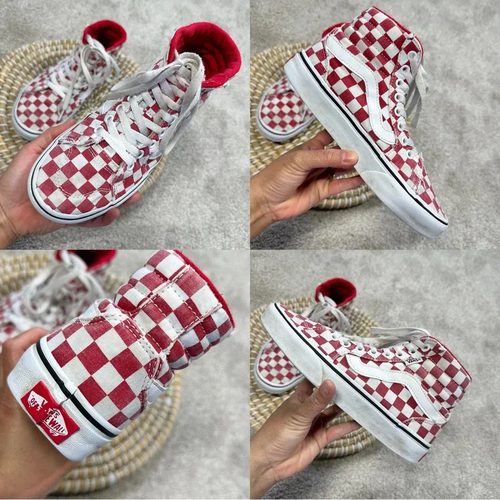 Vans Women’s Filmore High-Top Checkerboard Red Lace Up Sneakers Size 6 - Image 12