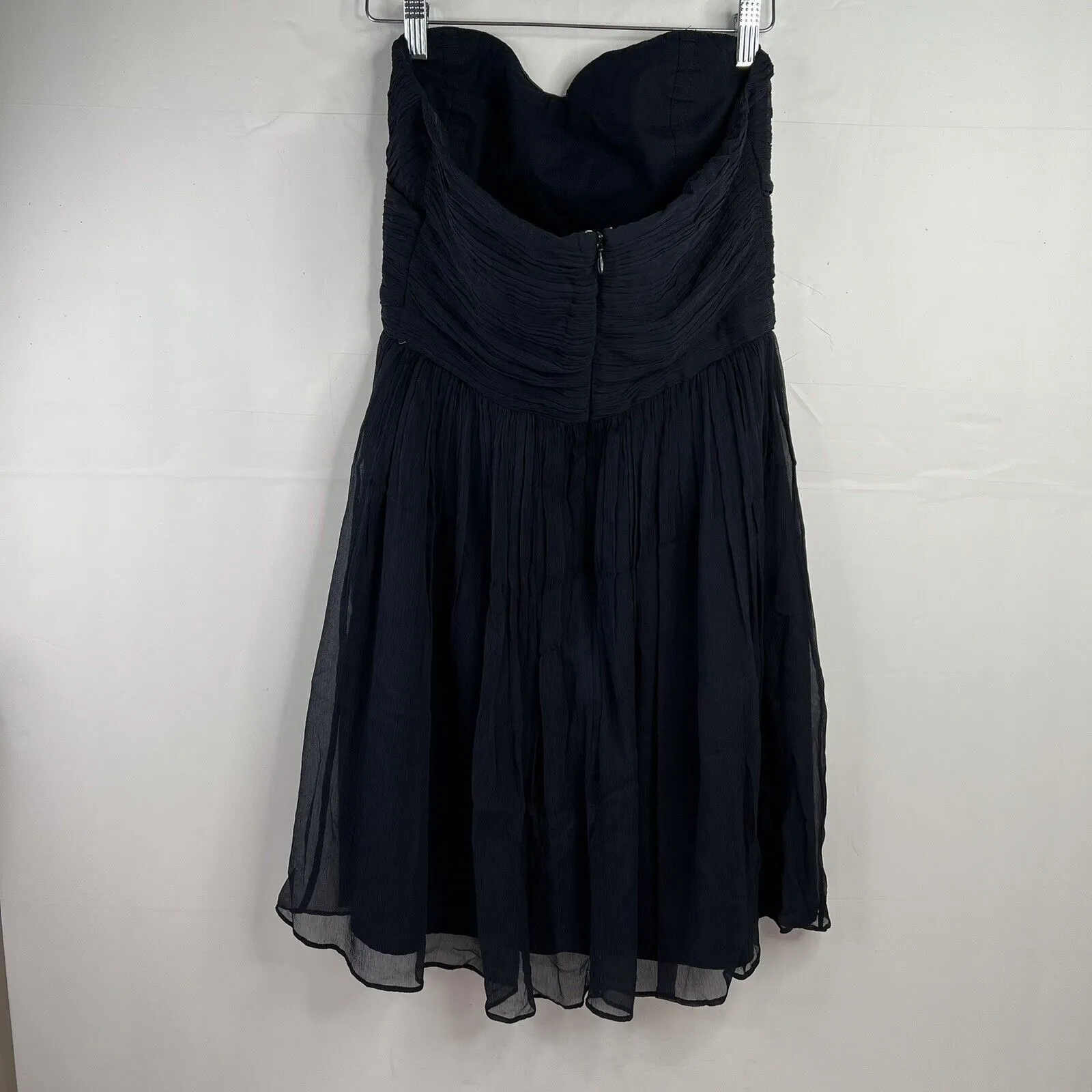 J. Crew Arabelle Size 8 Dress Navy Silk Chiffon Formal Bridesmaid Strapless Blue - Image 8