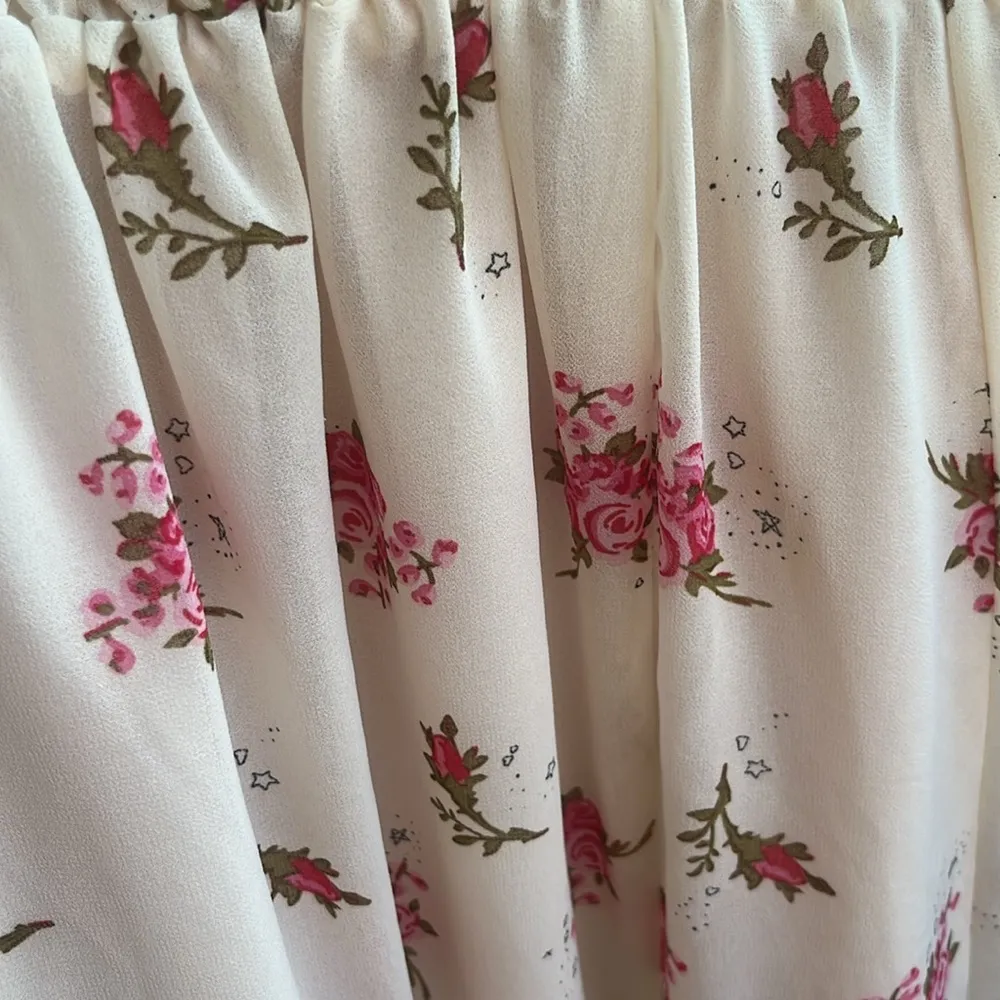 Black Tape midi floral feminine chiffon flowy dress size XS pink roses stars - Image 8