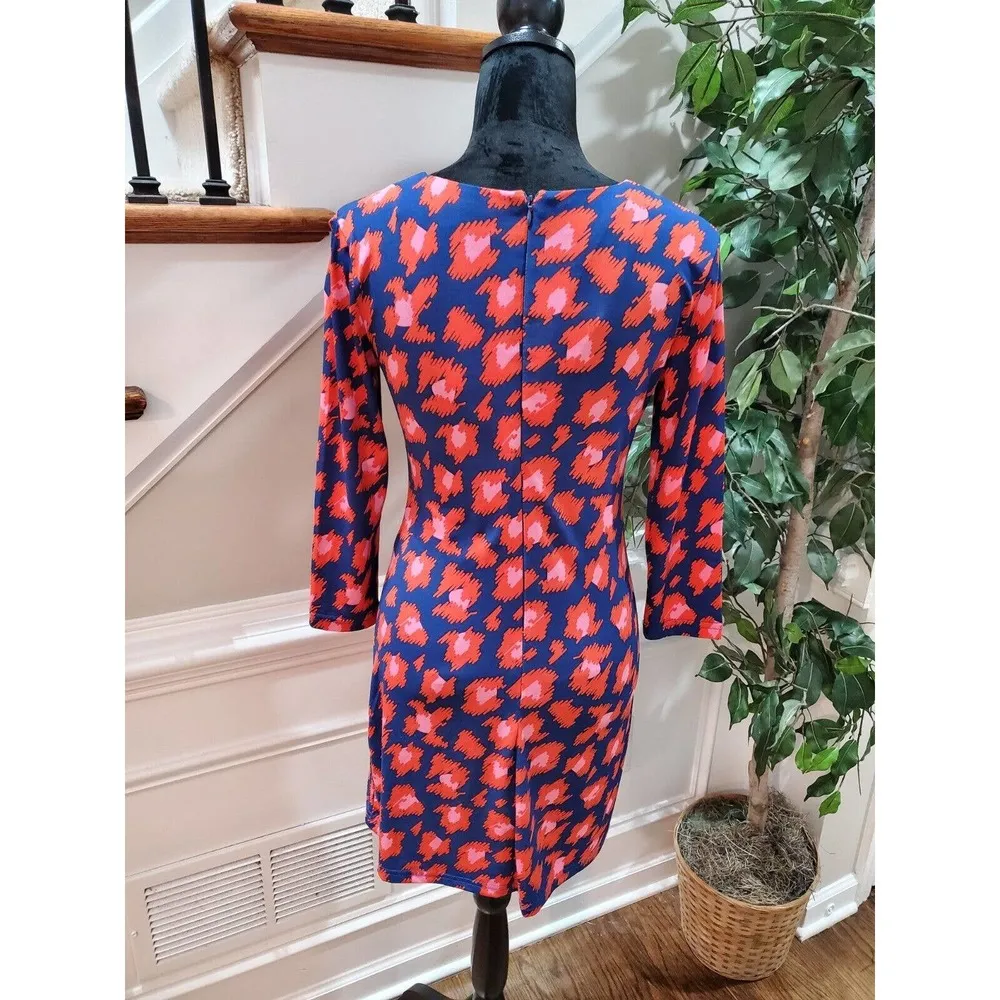 Macbeth Collection Womens Blue Polyester V-Neck Long Sleeve Knee Length Dress S - Image 5