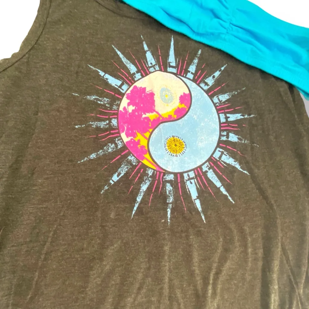 No Boundaries Dark Gray Tank Top Matching Bandeau Bra  Juniors Size M Yin Yang - Image 3
