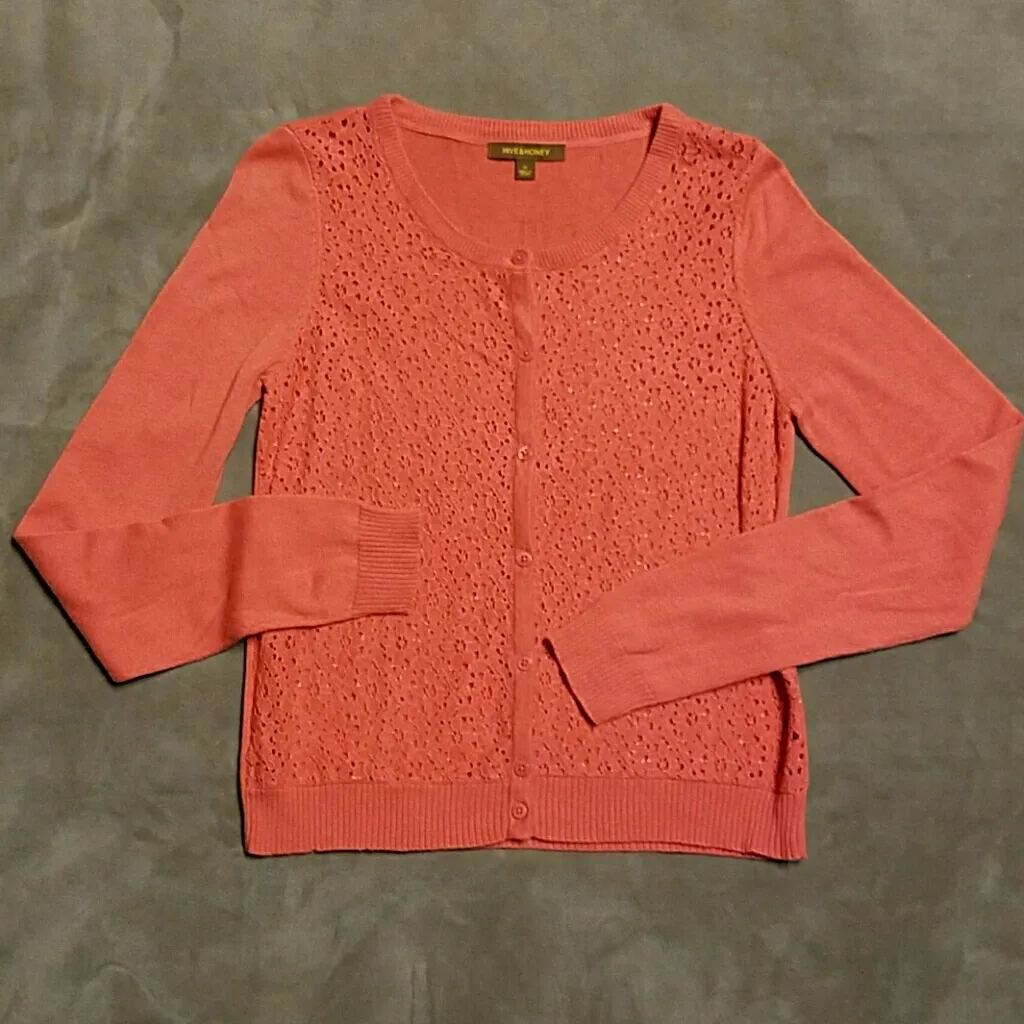 Hive and Honey Orange Coral Cardigan M Size M - Image 1