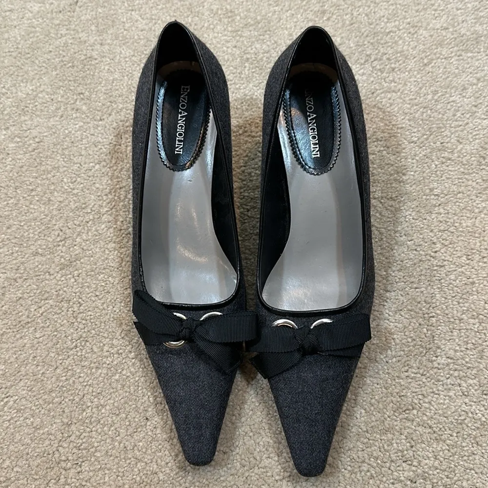 Enzo Angiolini  Fabric Kitten Heel Bow Coquette Feminine Office Heels Women 8M - Image 2