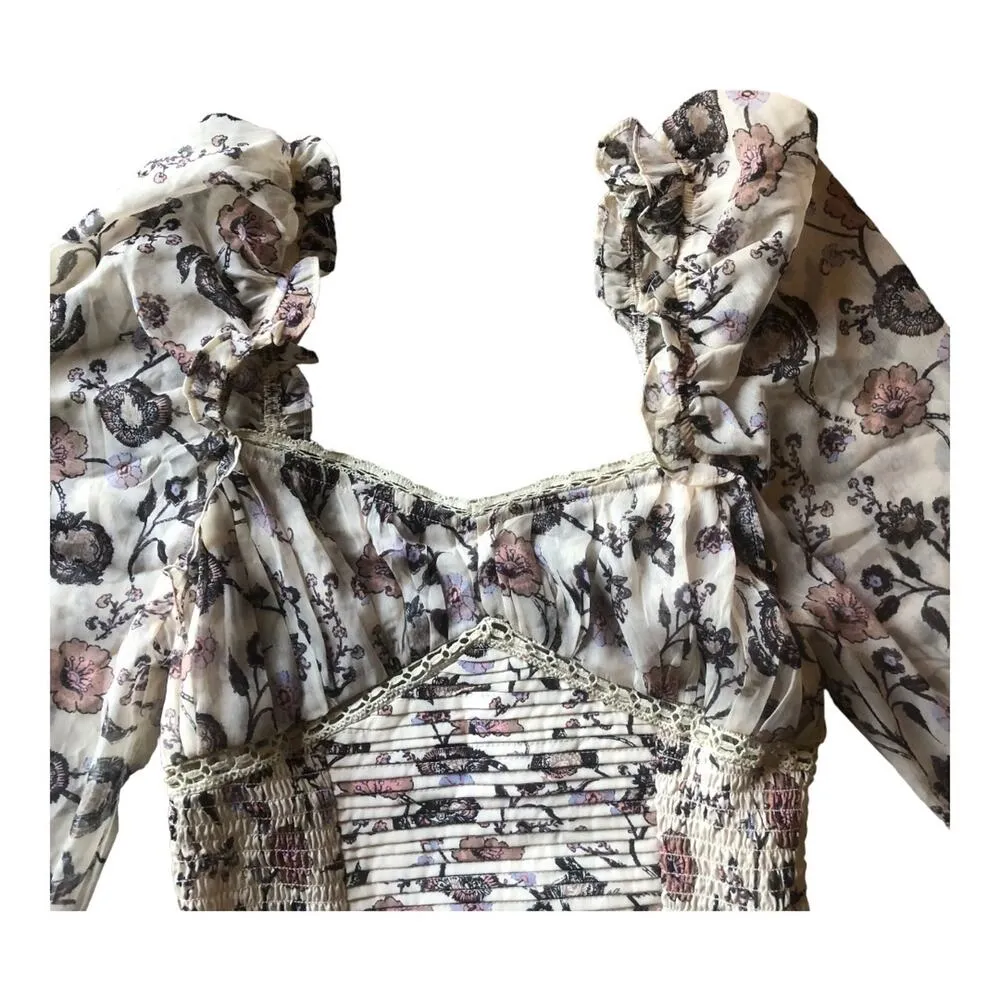 NWT - - Brunch Date Floral Print Long Sleeve Bodysuit Ivory Combo -Size Small - Image 5