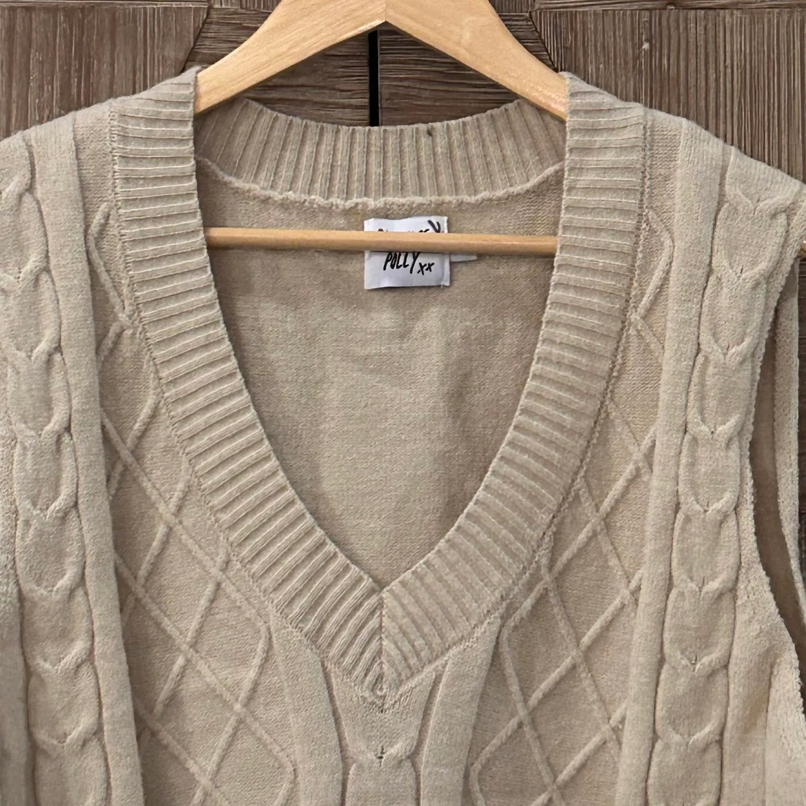 Princess Polly Women's Oversized Sweater Vest Beige L/XL Preppy - Image 2
