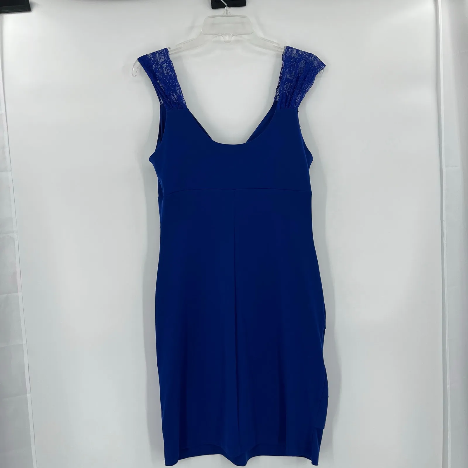 Enfocus Studio Y2K Bandage Dress Sz 8 Lace Holiday Cobalt DateBabydoll Deep V Blue - Image 4