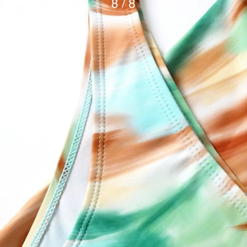 Shein 3 Piece Bikini Swimsuit 1 Strap Top w/ Ring Thong Bottom Side Tie Skirt S - Image 7