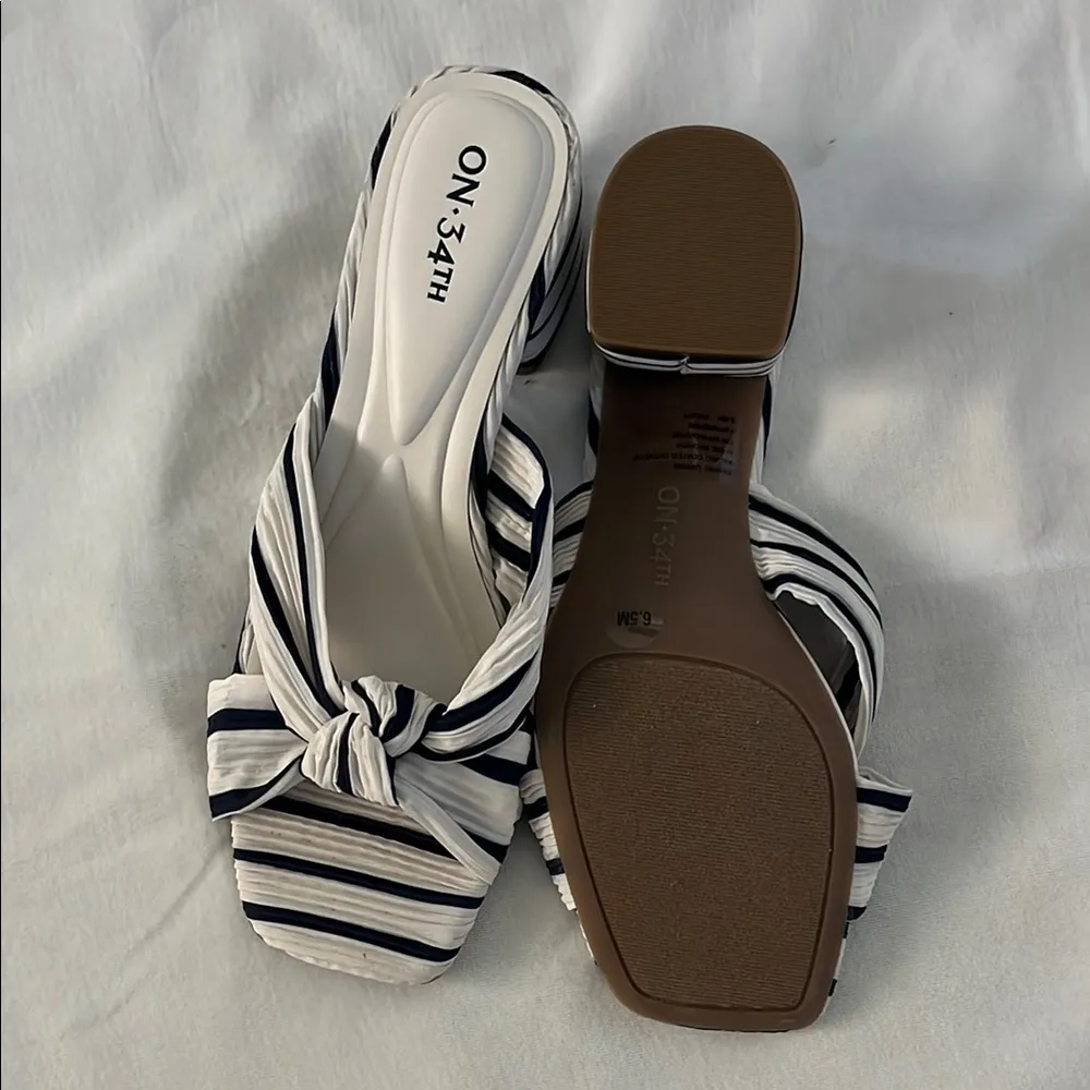 ON 34TH Striped Knot Slide Sandals – Size 6.5 Black - Image 3