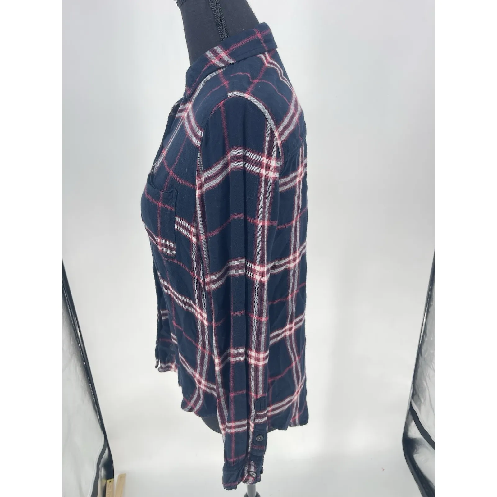 Abercrombie & Fitch Women's Buffalo Plaid Flannel Boyfriend S Shirt Soft Bin11 - Image 8