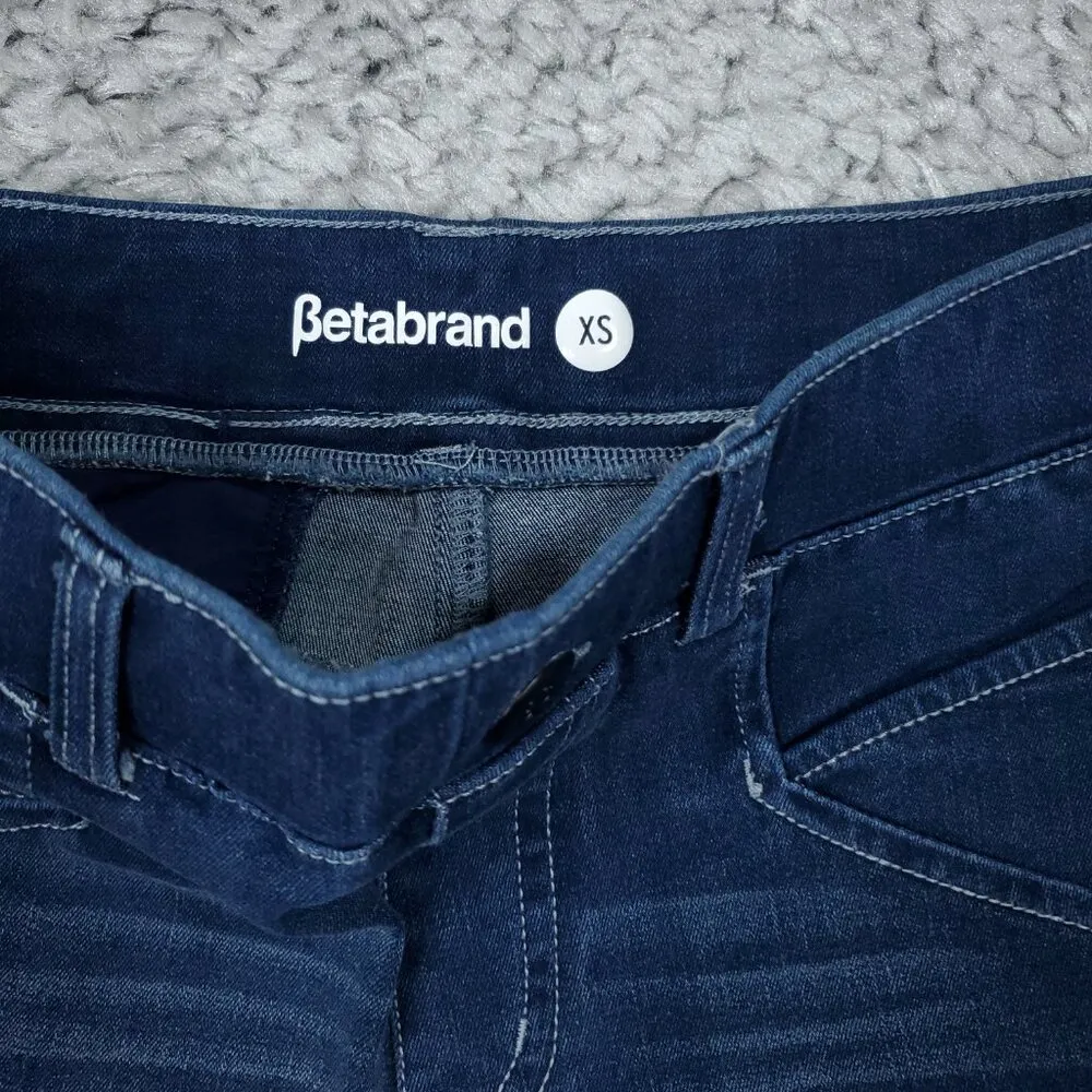 Betabrand Straight Leg 7-Pocket Yoga Denim Jeans Blue Dark Vintage Size XS - Image 3