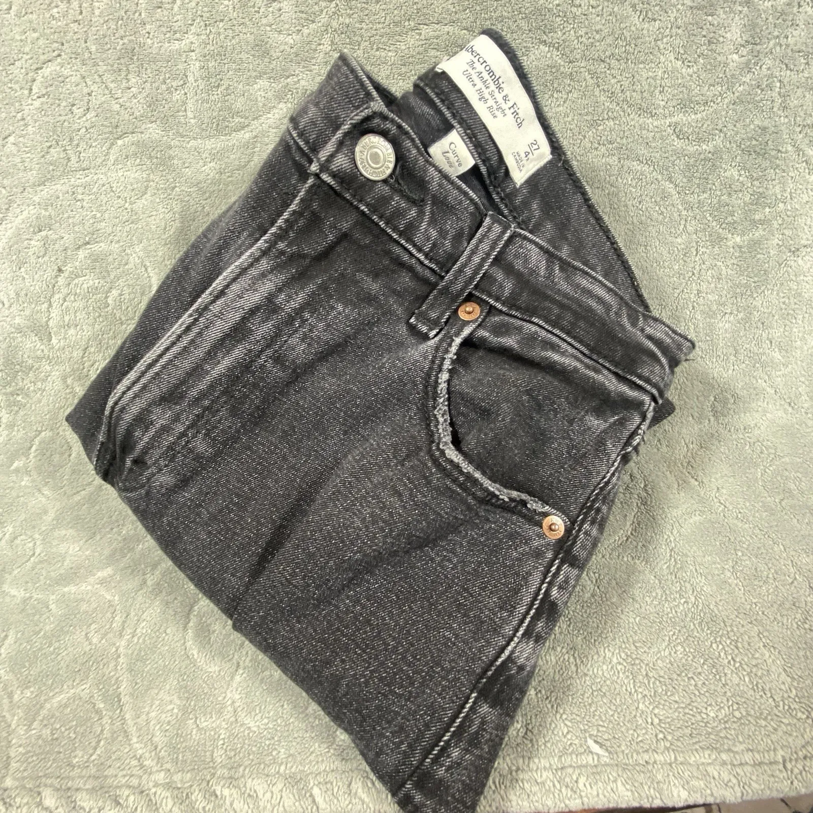 Abercrombie‎ & Fitch 90s Ankle Straight Jeans Womens Sz 4 Ultra High Rise Rips - Image 2