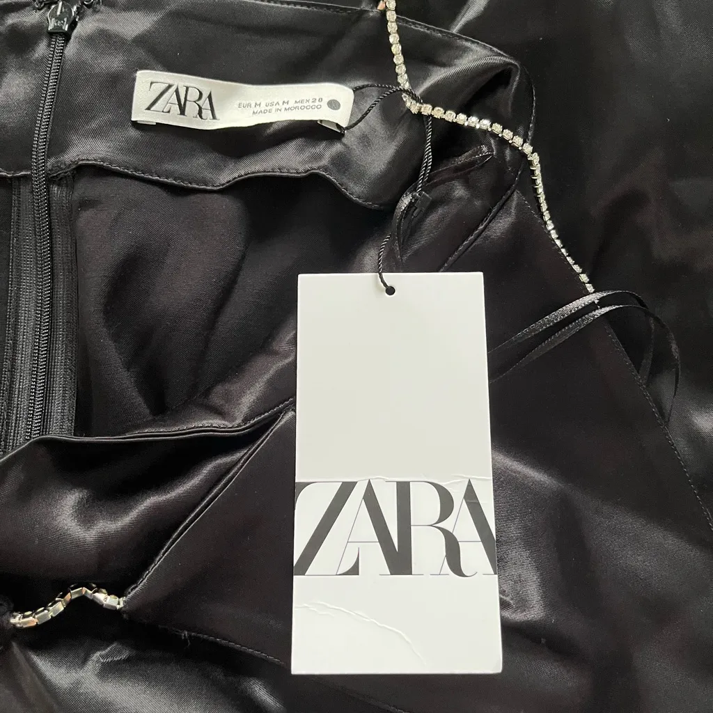 NWT: Zara Black Satin Evening Dress - Image 11