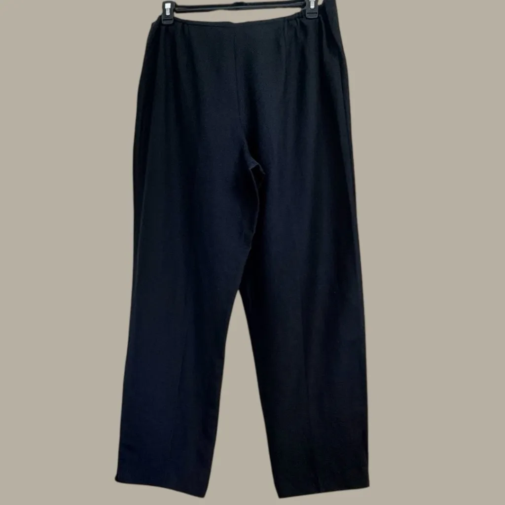 Plaza South Black Linen Tapered Pants Sz 18 Minimalist ‎ Slit Hem - Image 2