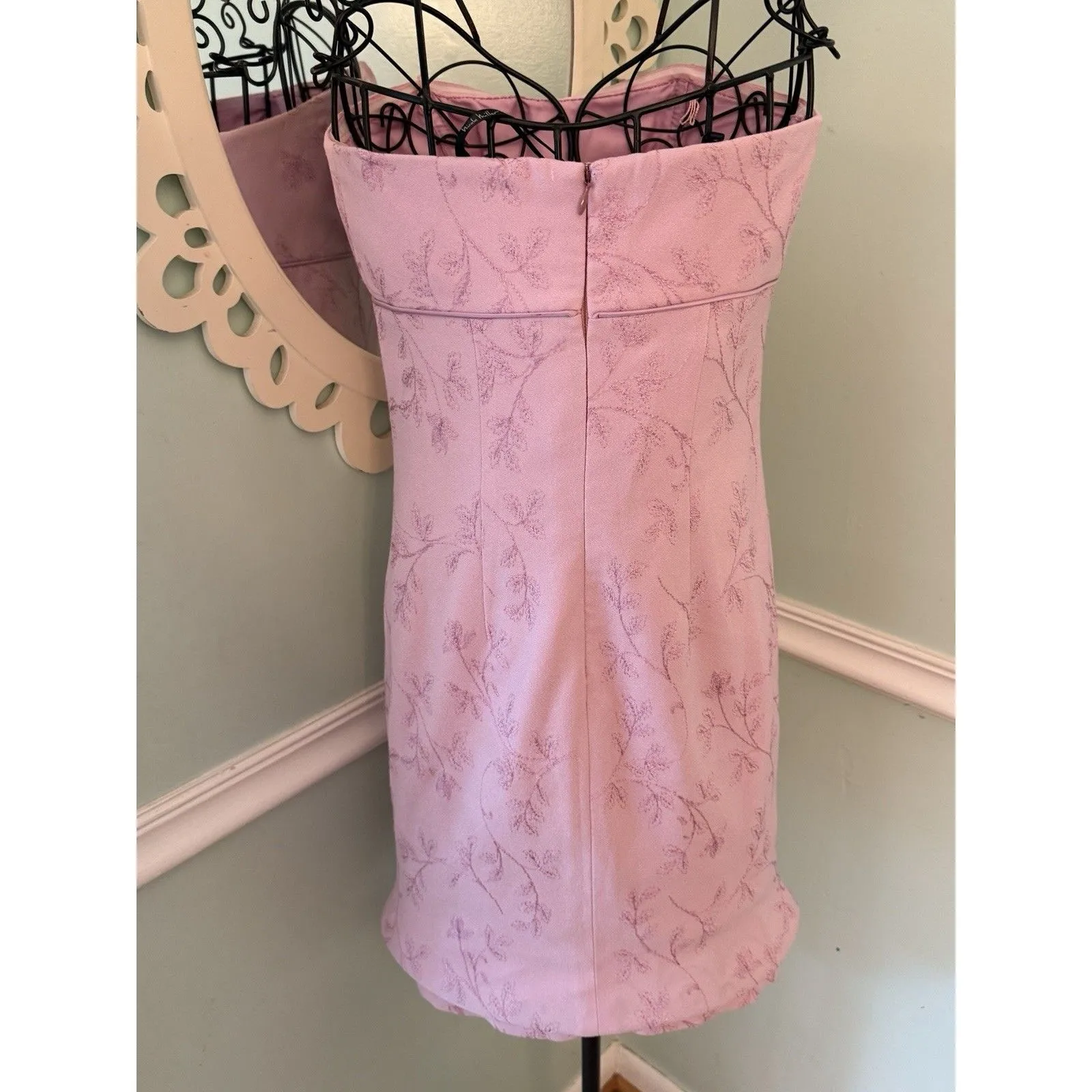 Vintage‎ Y2K Dress Womens O Pink Midi Fairycore Coquette Romantic  Strapless - Image 4