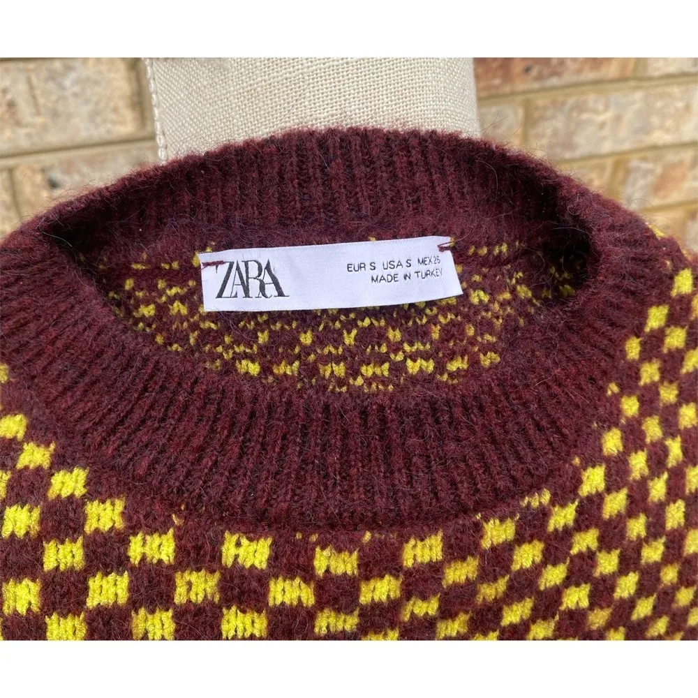 NWOT Zara Front Cut-out Checker Print Sweater - Image 8