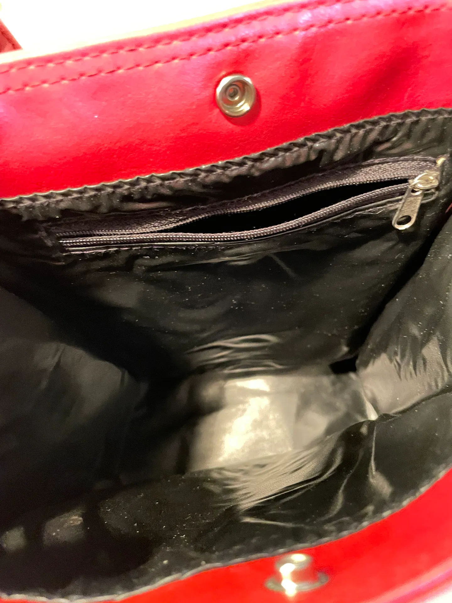 Red Faux Leather Bag - Image 4