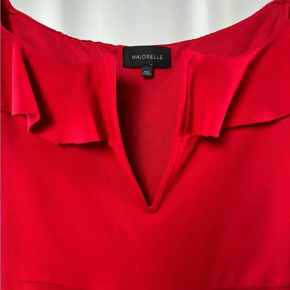 Majorelle Ophelia Off the Shoulder‎ Ruffle Mini Dress in Red Size Large - Image 4