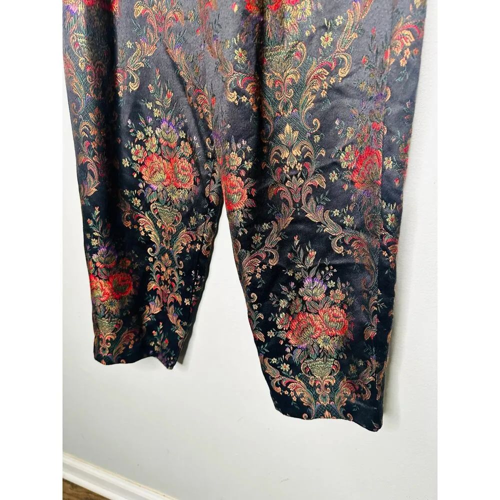 Vintage ANNE PINKERTON Floral Blazer Oversized Pants Set 90s Retro Size 12 Black - Image 9