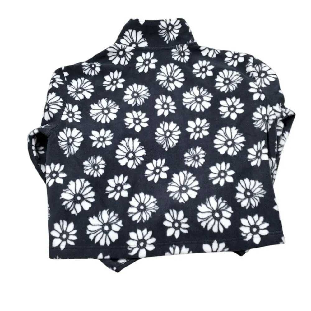 Billabong Women’s Fleece Casual Fling Crop 1/2 Zip Jacket Gray White Size XL - Image 2