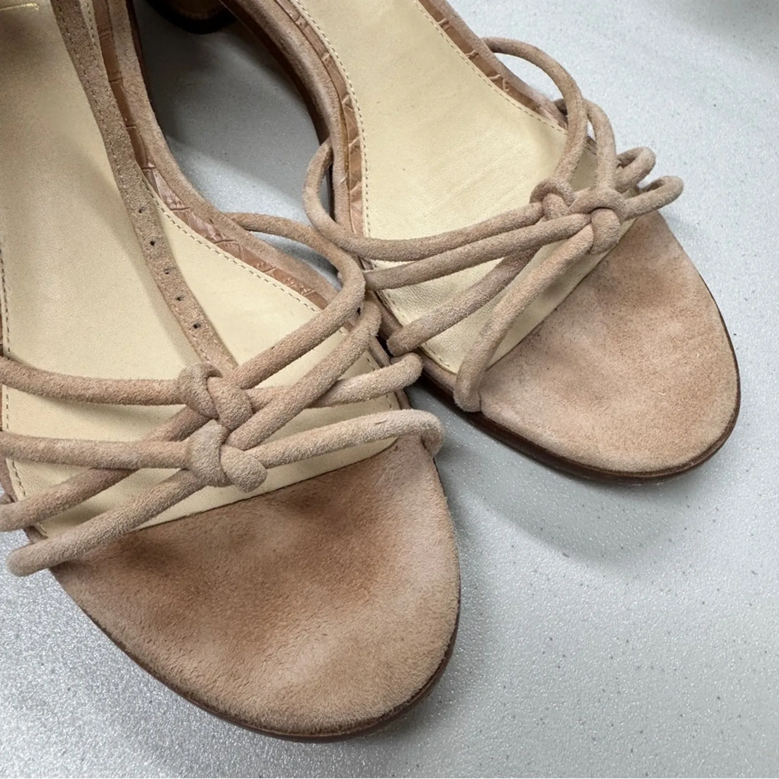 J McLaughlin Tan Leather Strappy Kitten Heels Sandals Womens 9 Summer Beachy - Image 6