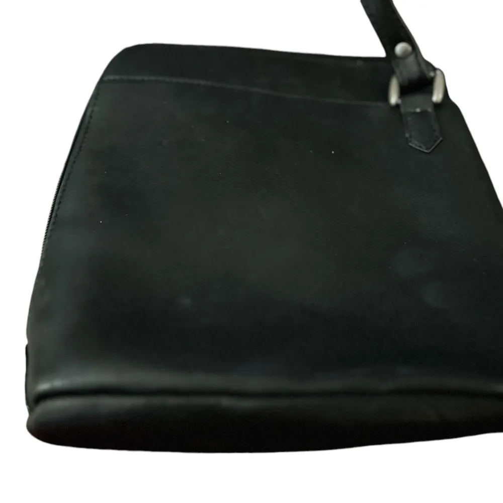 Le Donne Women's Black Leather Shoulder Bag Adjustable Strap Casual - Image 9