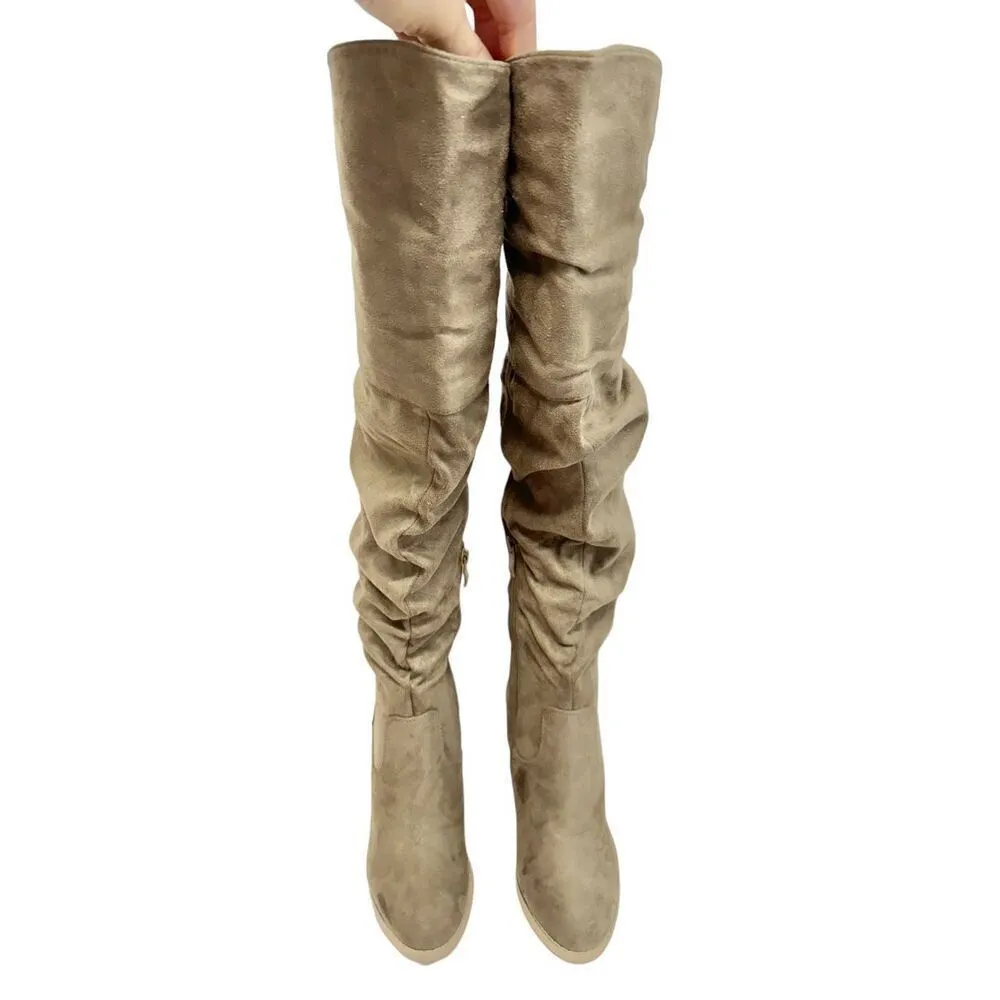 Journee Collection Over The Knee Boots Size 6 Vegan Leather Block Heel Round Toe - Image 4