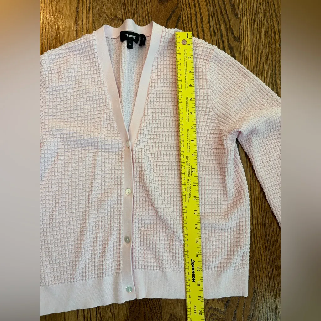 Theory Lace Trim Cardigan – Light Pink Size Medium (8-10) - Image 8
