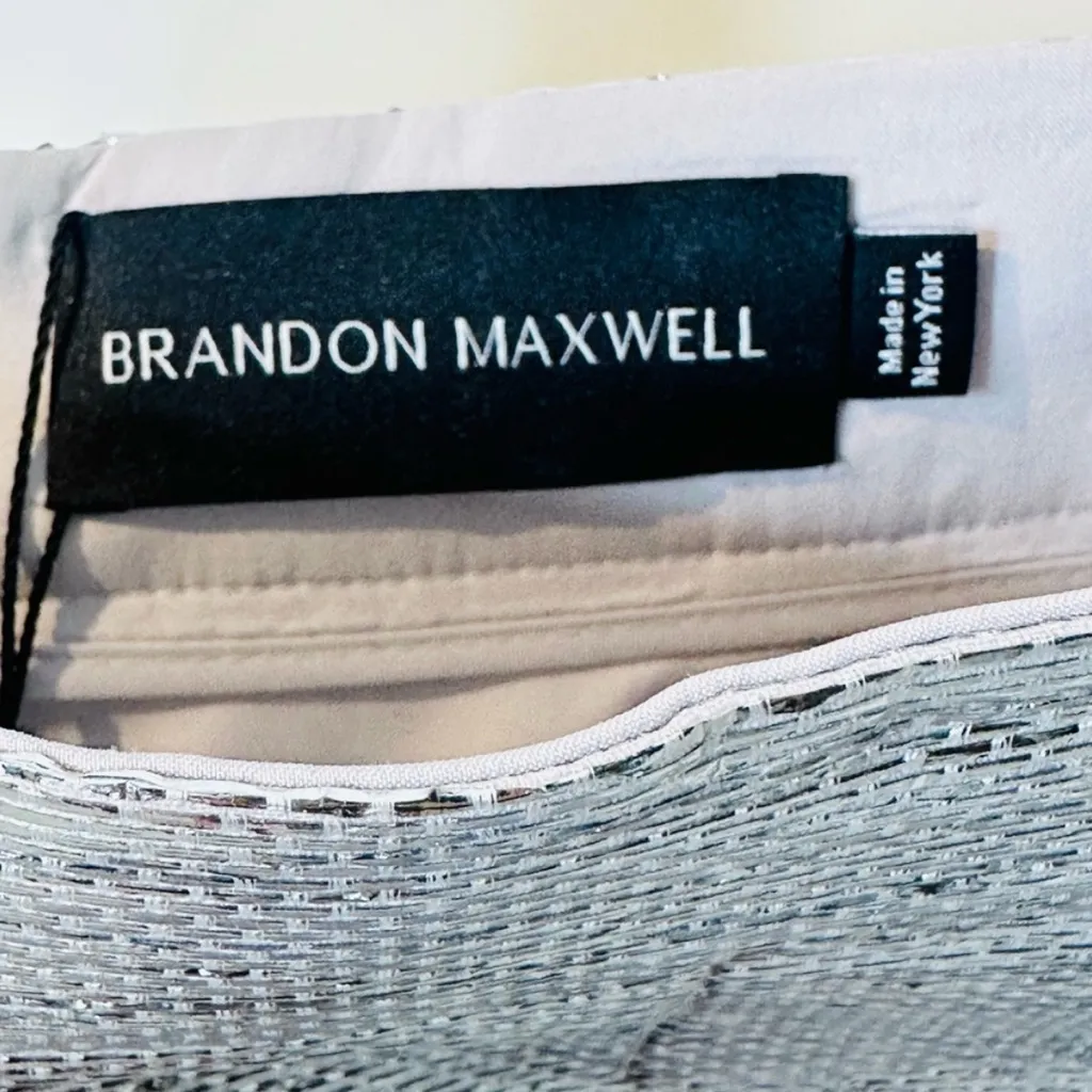 Brandon Maxwell Silver Metallic Foil Runway Spring Maxi Skirt Size 10 NWT - Image 10