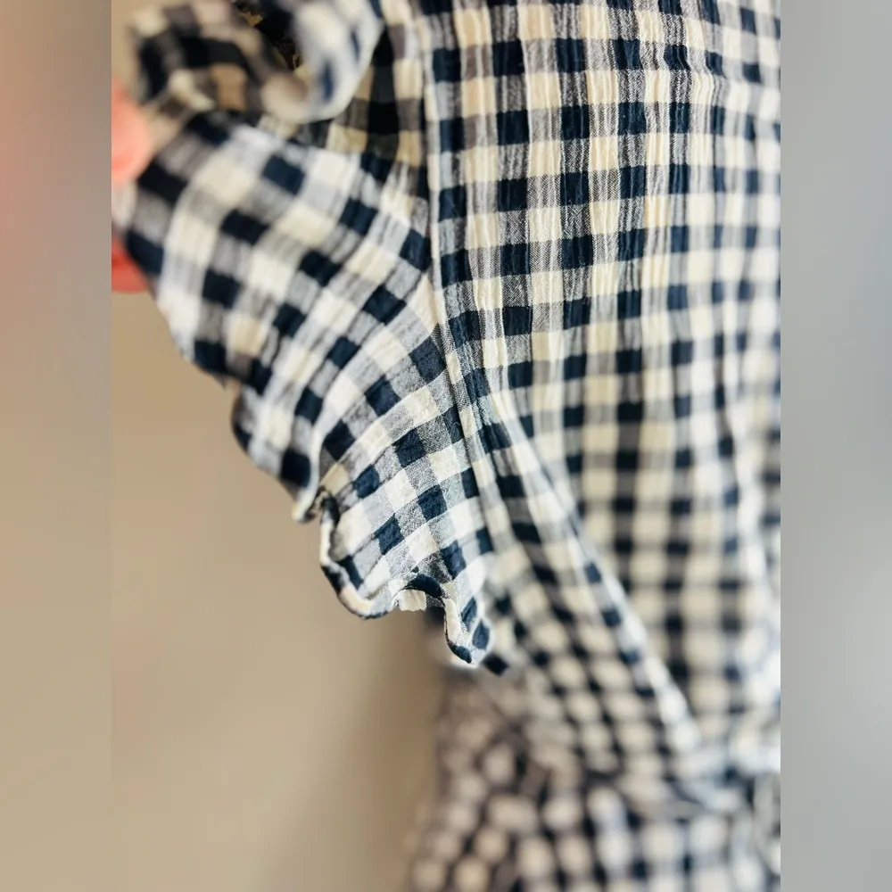 Topshop Gingham Ruffle Detail Wrap Dress size small - Image 6
