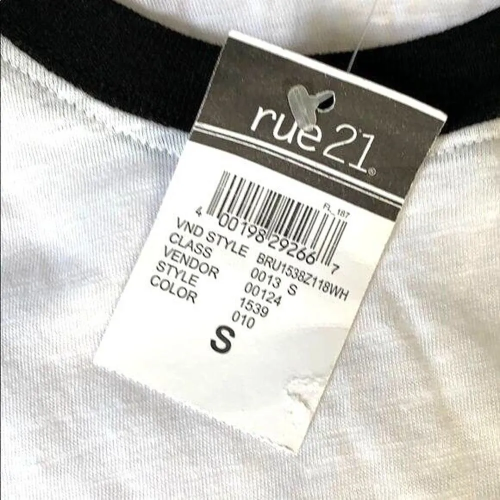 Rue21 Womens T Shirt Top Leopard Print Short Sleeve Crew Neck White Black Small - Image 8