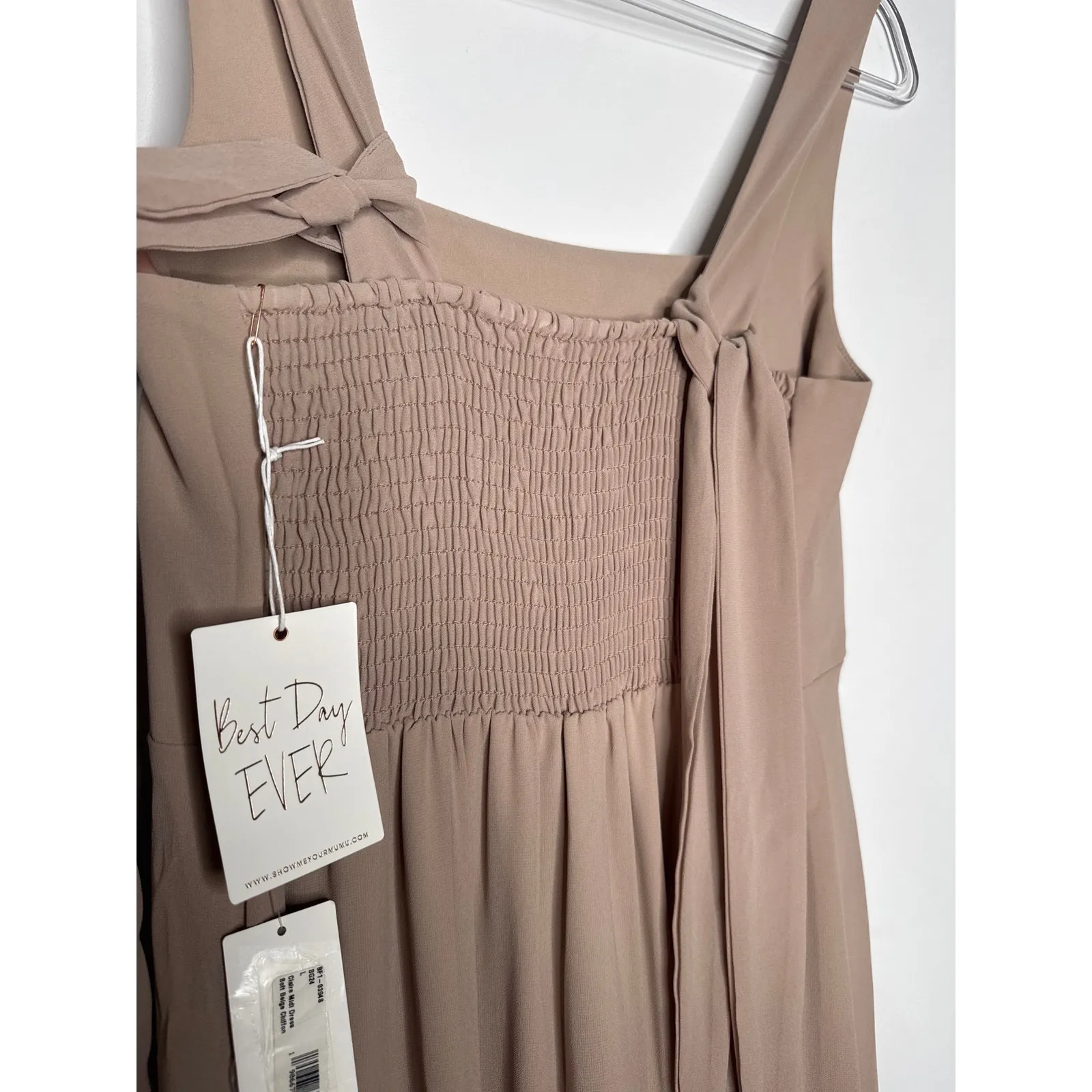 Show Me Your Mumu -Claire Midi Dress- Soft Beige Chiffon- Size Large -NWT - Image 6