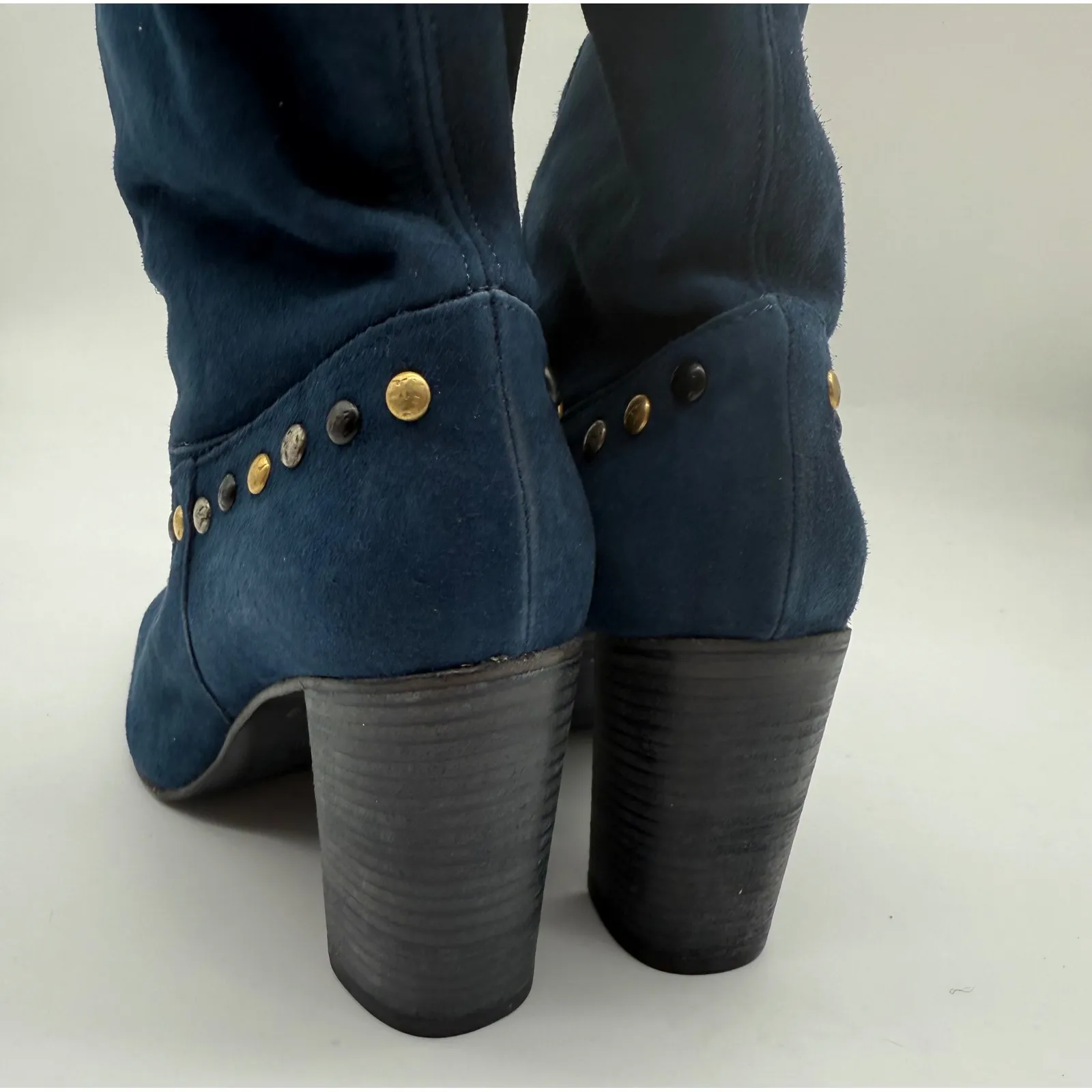 New! Free People Dakota Studded Western Boot Moon Blue Sz 40 US 9/9.5 $268 - Image 9