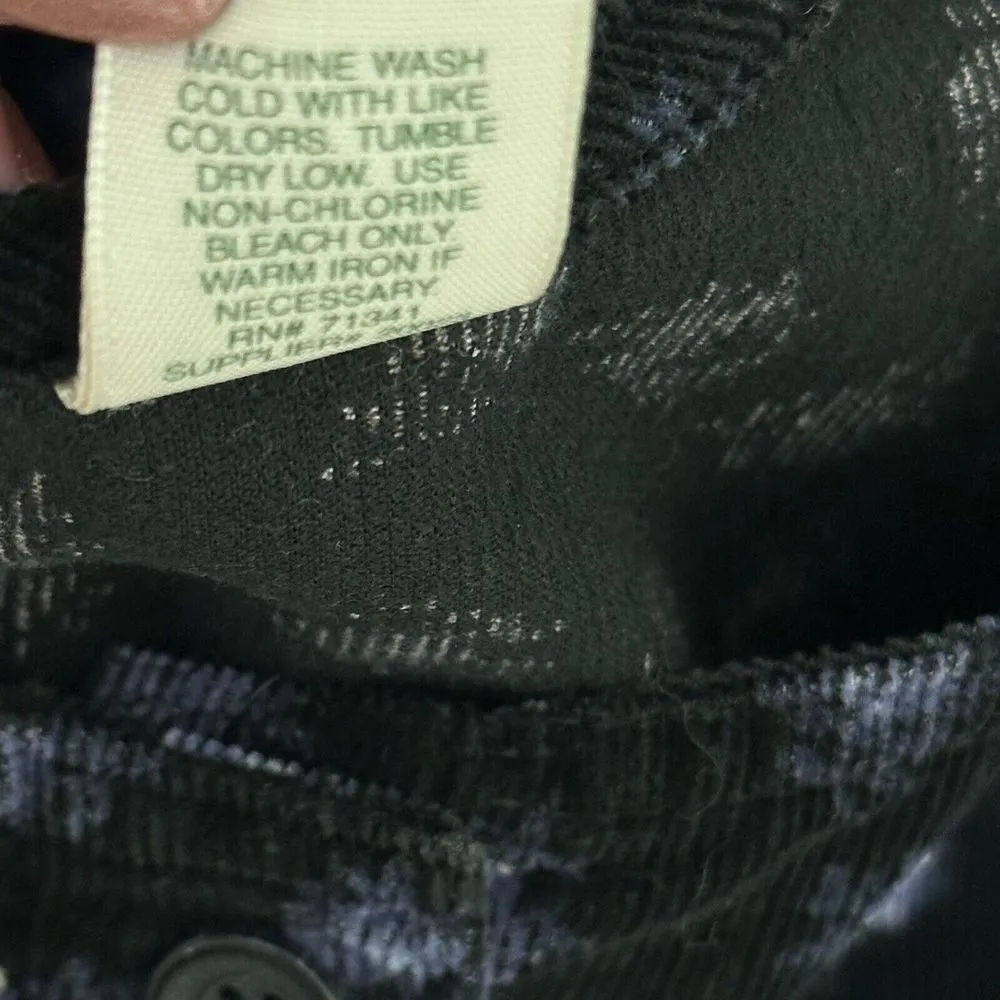 LL Bean Vintage Corduroy‎ Floral Jumper Dress Pockets Made In USA Size 6 Black - Image 8