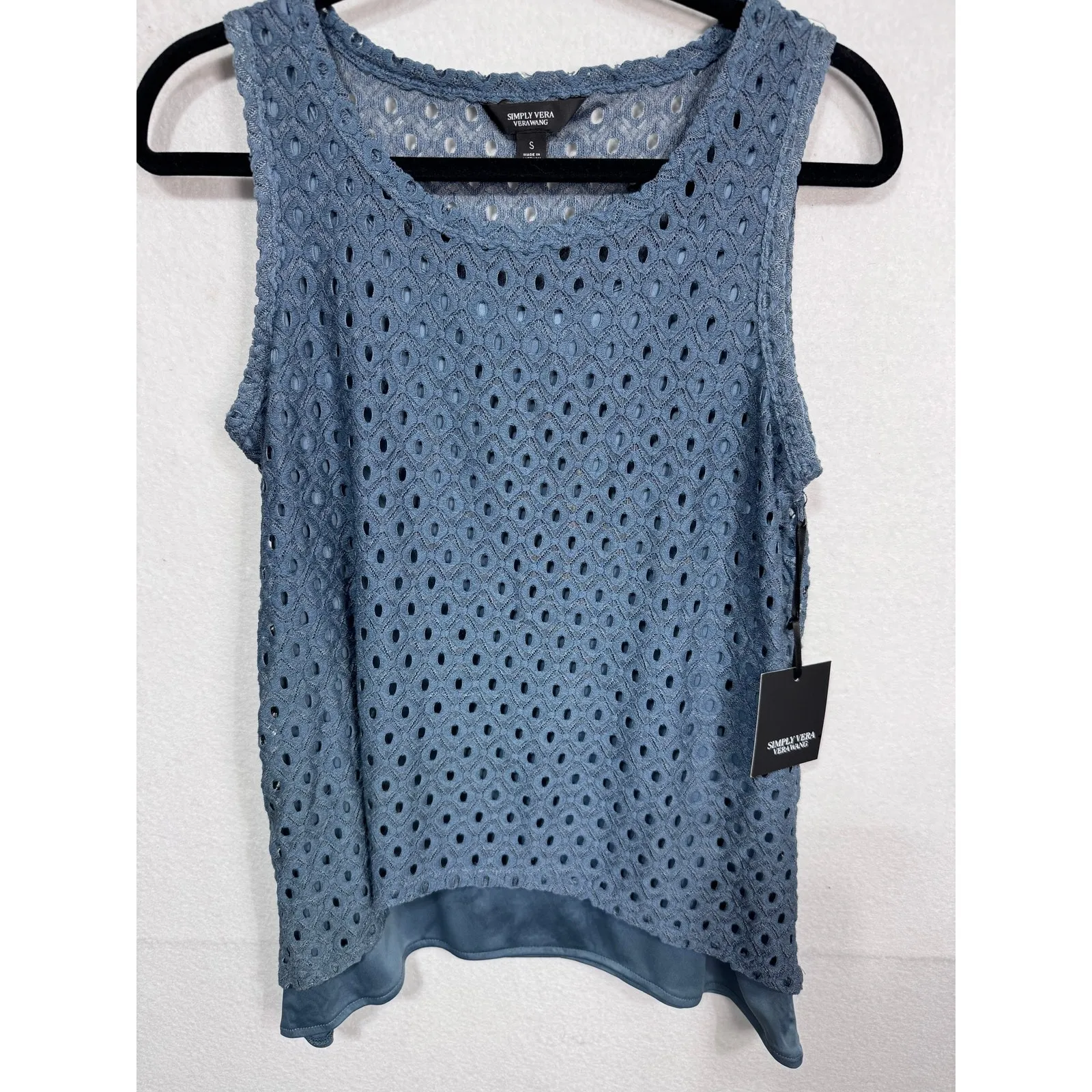 Simply Vera Vera Wang Baron Blue Lace Tank Top Women's‎ Small Sleeveless Layered - Image 4