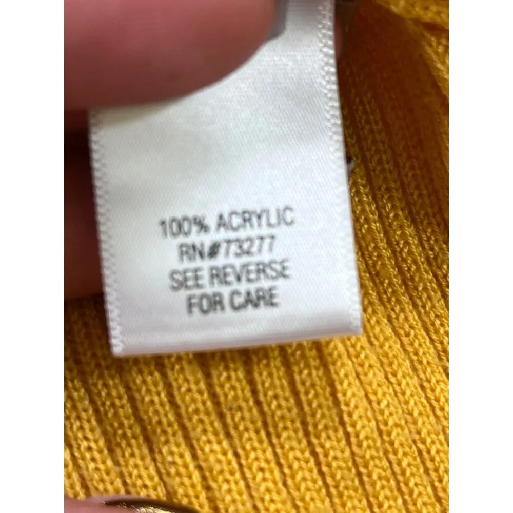 Croft & Barrow SKU 7731 Vintage Mustard Yellow Ribbed Knit Turtleneck Sweater Si - Image 12