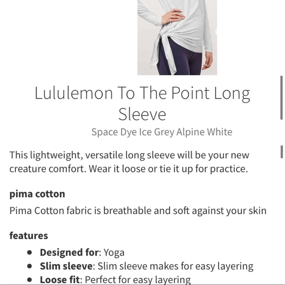 Lululemon To the Point Long Sleeve Space Gray - Image 14
