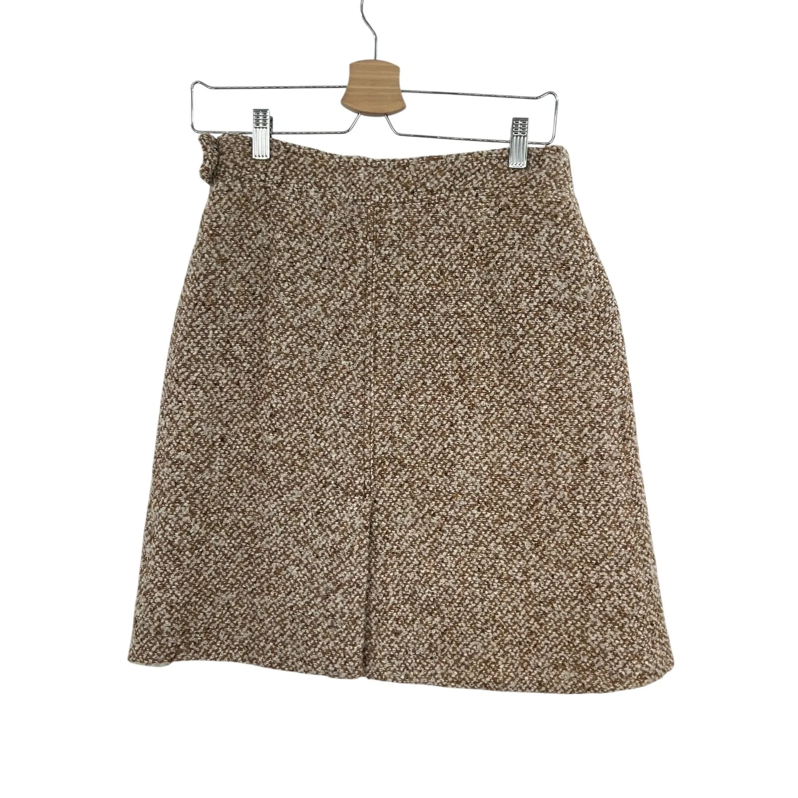 Peter Som for Bergdorf Goodman Tweed Boucle Skirt Wool‎ Beige Tan Size 6 - Image 6