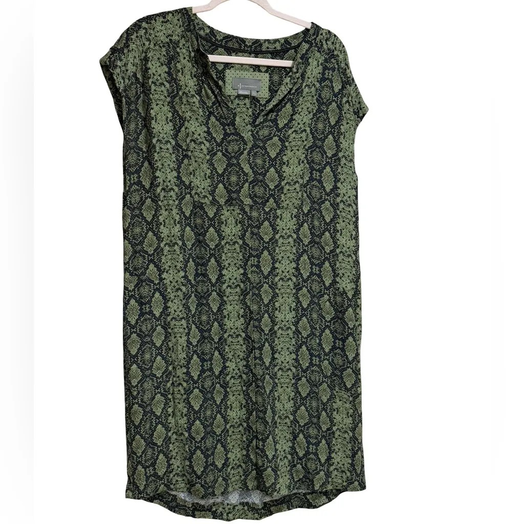 🐍 Anthropologie Rachel Tunic Dress – Green & Black Snake Print - Size Large - Image 3