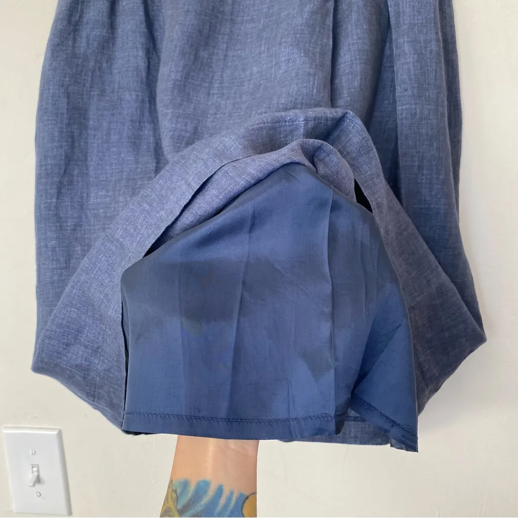 PESERICO Sign Linen Mini/Knee Length Skirt Blue Sz 42 US 6 Medium - Image 6