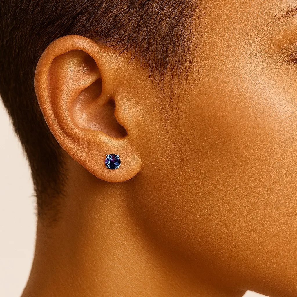 Blue Iridescent CZ Barbell Earrings – 20G Surgical Steel Studs | 3mm - Image 3