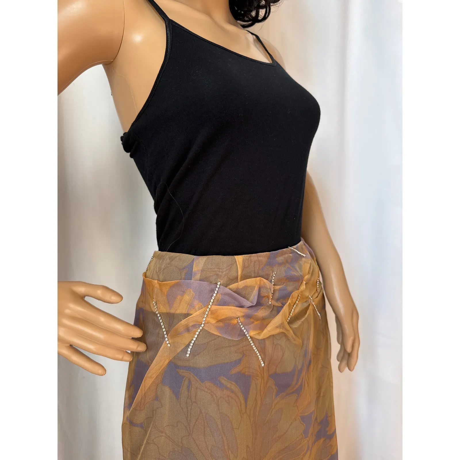 Dries Van Noten Sheer Floral Embellished Wrap Midi Skirt size 44 US 12 - Image 14